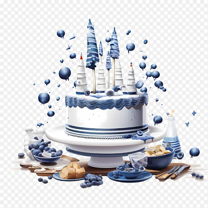 海军生日-海军生日蛋糕蓝色生日气球