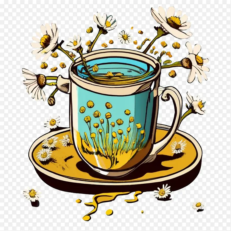 洋甘菊茶-手绘