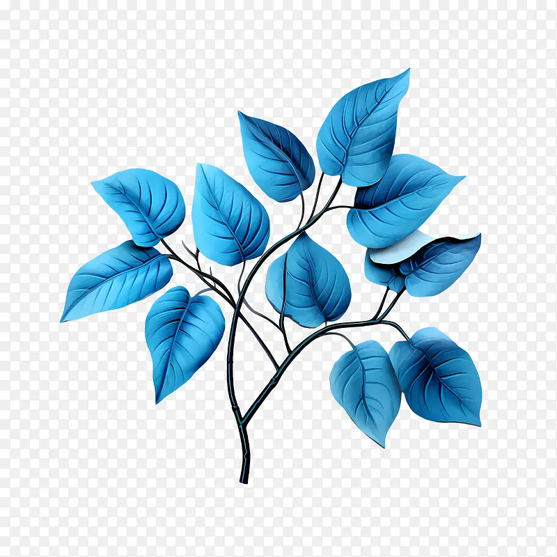 蓝色的叶子-蓝色的叶子分支叶子蓝色抽象