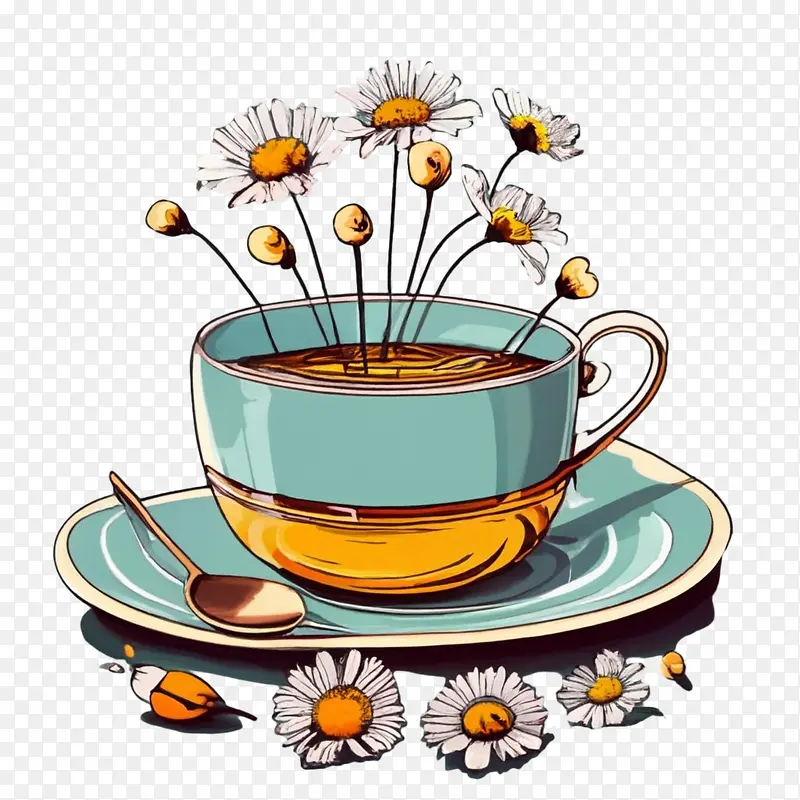 洋甘菊茶-洋甘菊茶茶杯碟雏菊