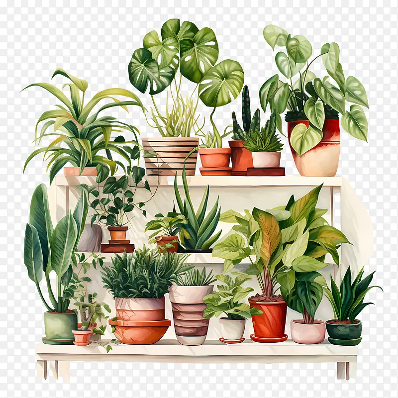 室内植物欣赏日-室内植物欣赏日盆栽植物室内植物架子上的绿化植物