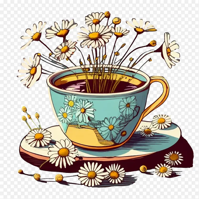 洋甘菊茶-洋甘菊茶雏菊茶杯鲜花自然