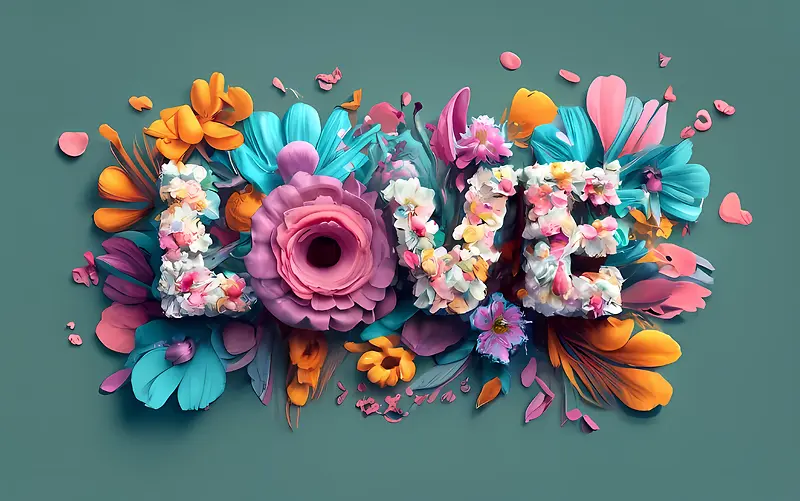 爱艺术字-花卉图案