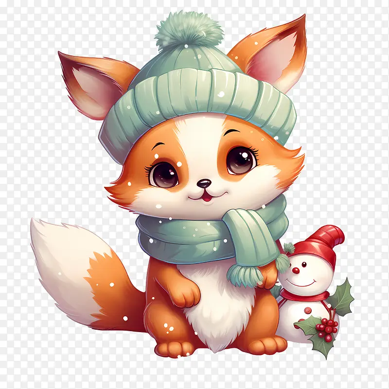 圣诞狐狸-雪人