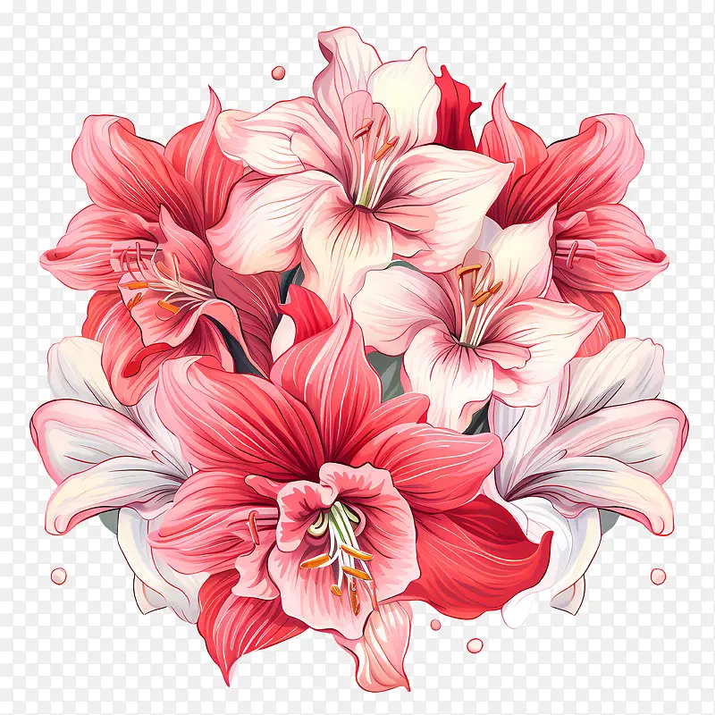 孤挺花-孤挺花花红色粉红色的花朵花束