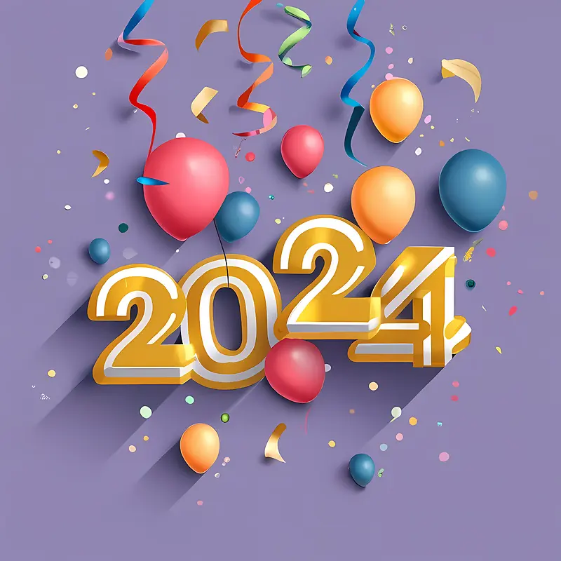 2024年新年快乐-2024年新年快乐数字金色