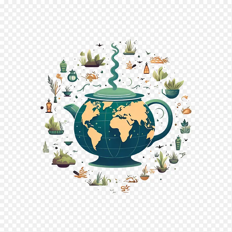 国际茶日-国际茶日世界茶壶全球变暖地球