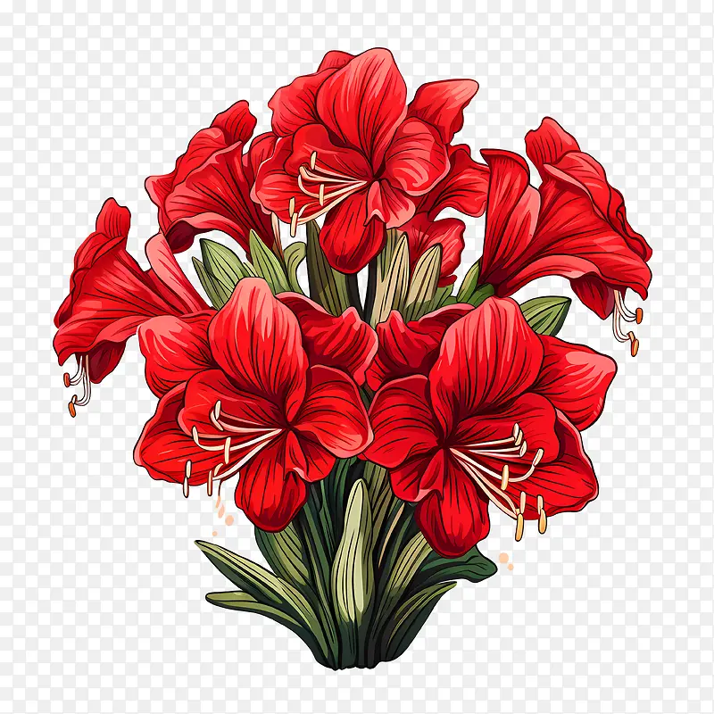孤挺花-孤挺花花束红色花朵花香
