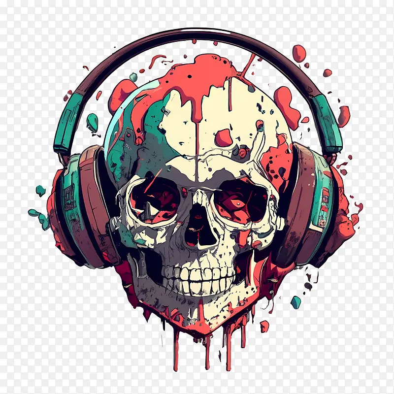 戴着耳机的骷髅-戴着耳机的骷髅戴着耳机的骷髅耳机音乐漆
