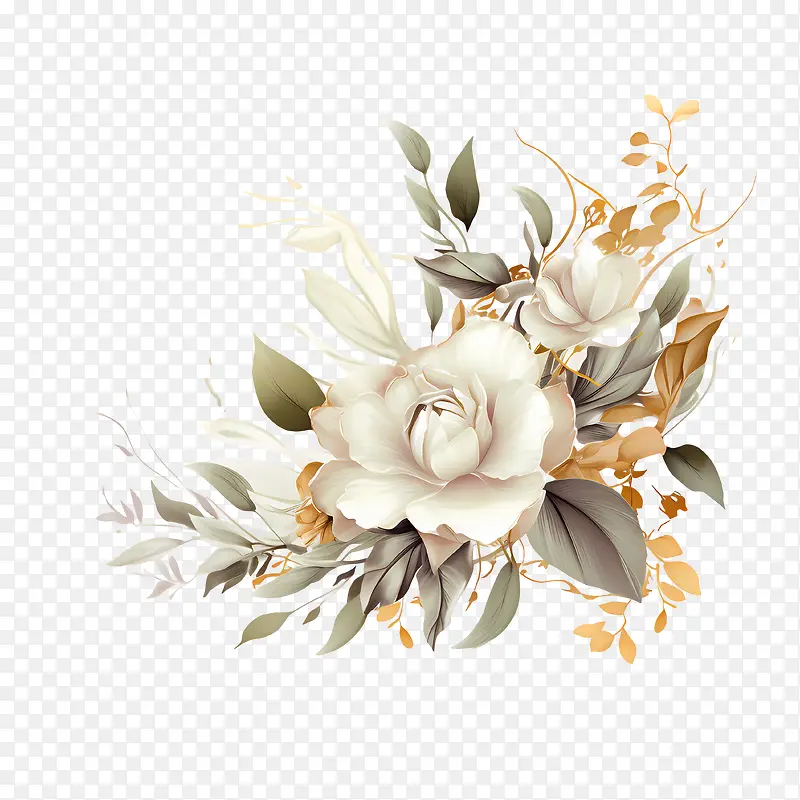 婚礼花卉请柬设计-金叶