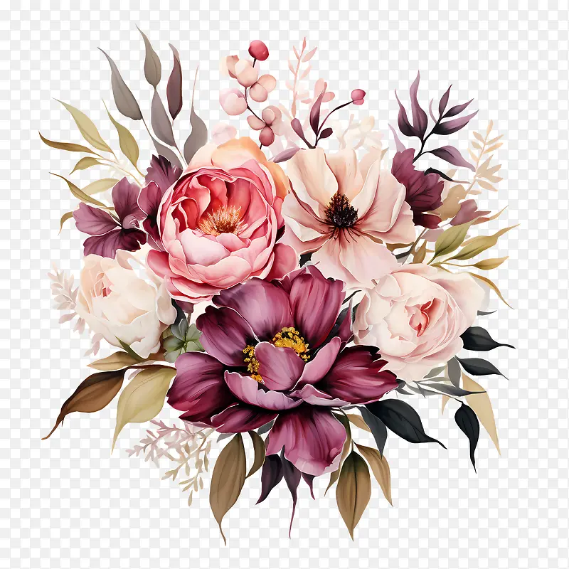 婚礼花卉请柬设计-橙色