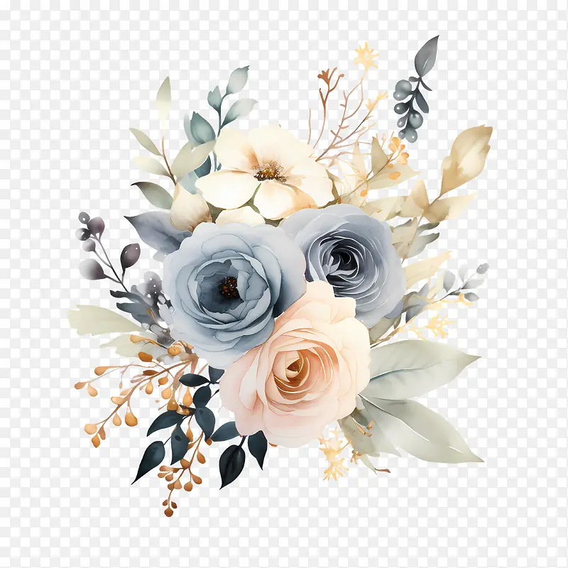 婚礼花卉邀请函设计-婚礼花卉邀请函设计花束水彩花卉腮红