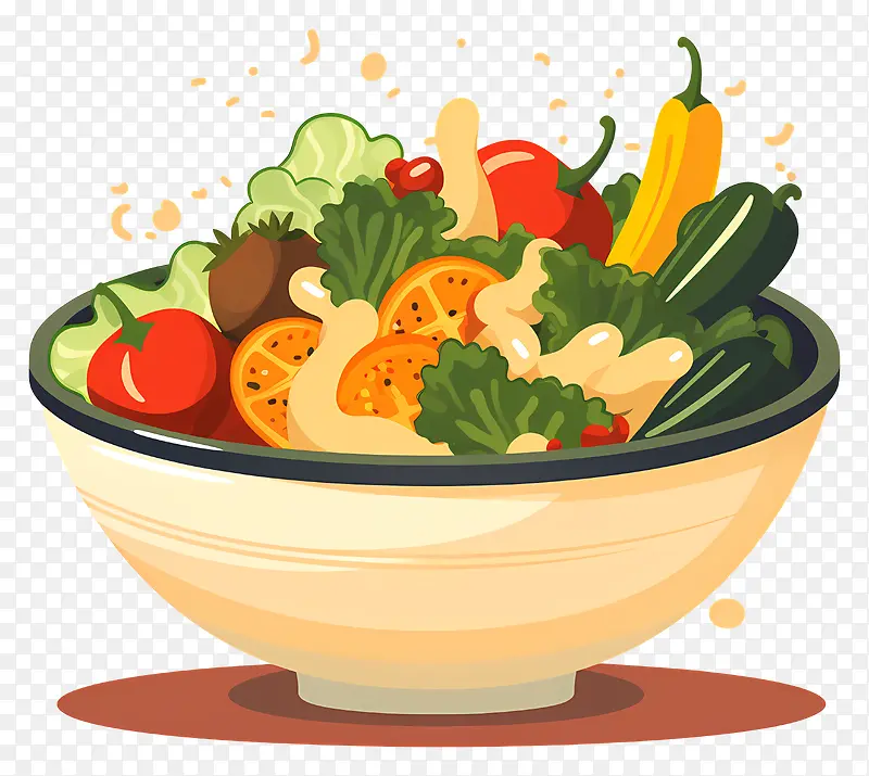 混合蔬菜-陶瓷碗中混合蔬菜和香料的插图