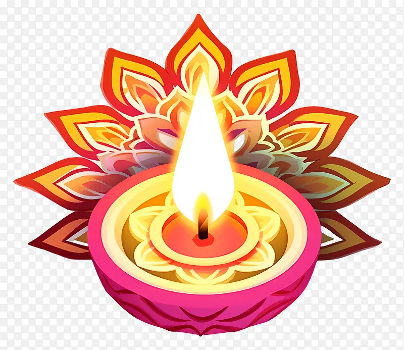 蜡烛-点燃的蜡烛,呈圆形图案,带有花瓣