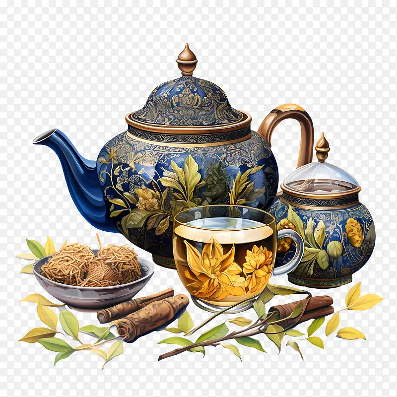 国际茶日-国际茶日胡椒茶壶香料叶子