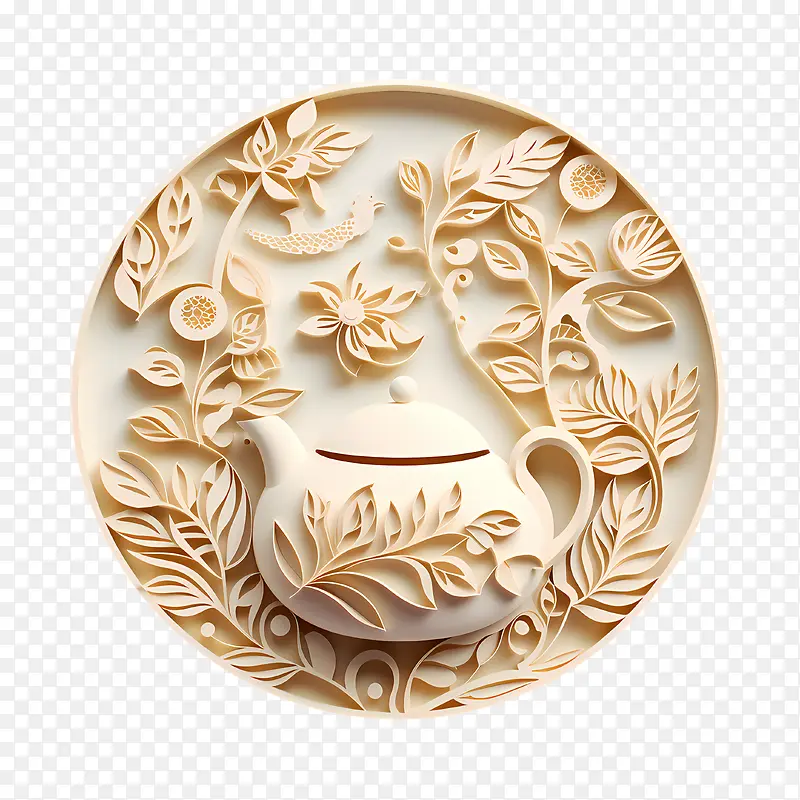 国际茶日-国际茶日茶茶壶花叶