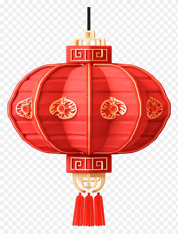 中国灯笼-红色中国灯笼,挂着金色装饰