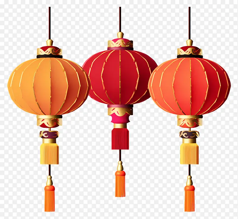 纸灯笼-带流苏和流苏的红色和橙色纸灯笼