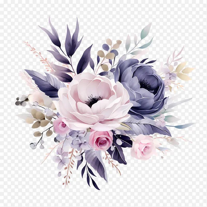 婚礼花艺请柬设计-婚礼花艺请柬设计花束鲜花蓝色