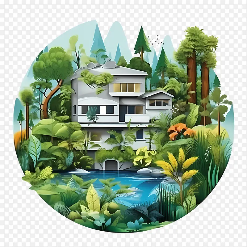 生态屋-生态屋,森林,树木,水