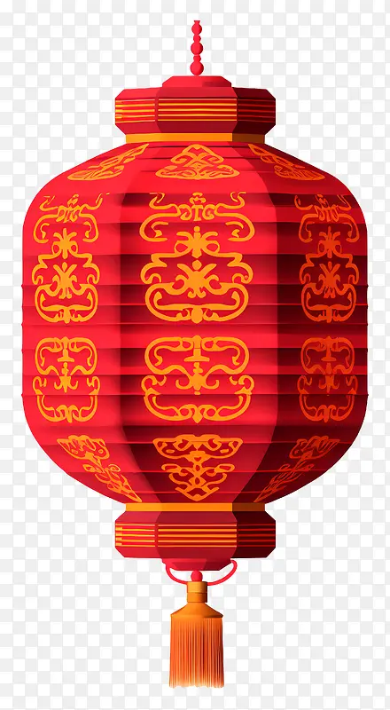 中国灯笼-红色和金色流苏中国灯笼