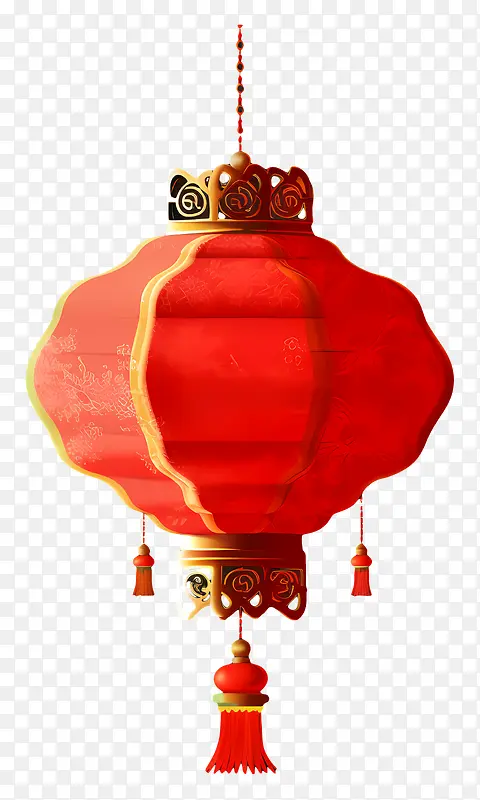 红灯笼-带有复杂设计和流苏的红灯笼,带有吊灯的昏暗房间
