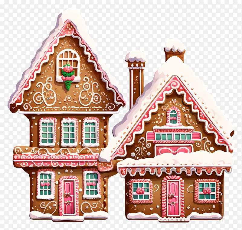 姜饼屋-有巧克力屋顶的姜饼屋,周围是雪景