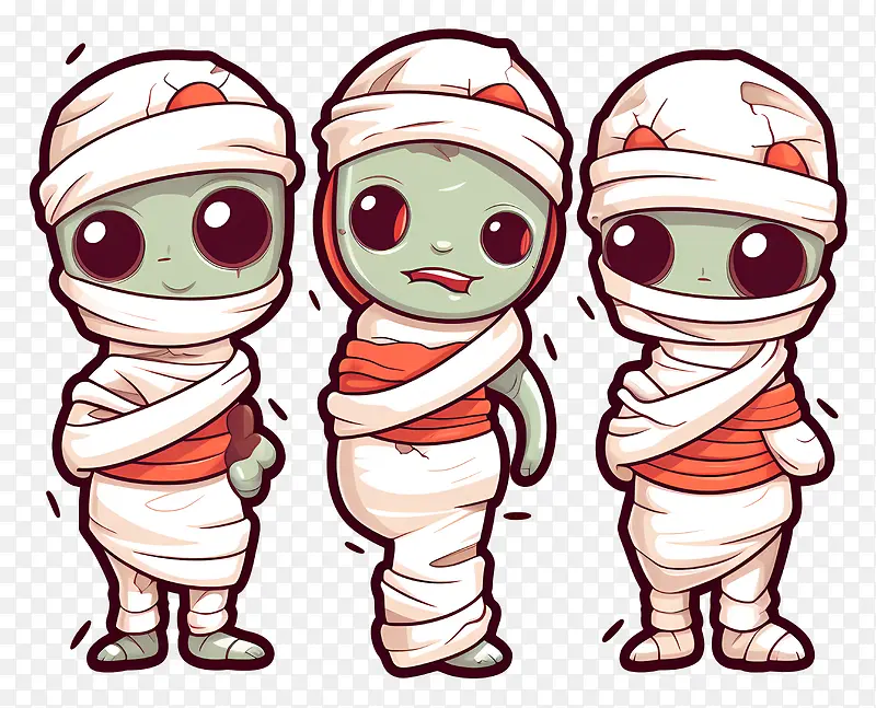卡通外星人-三个不同姿势的独特外星人