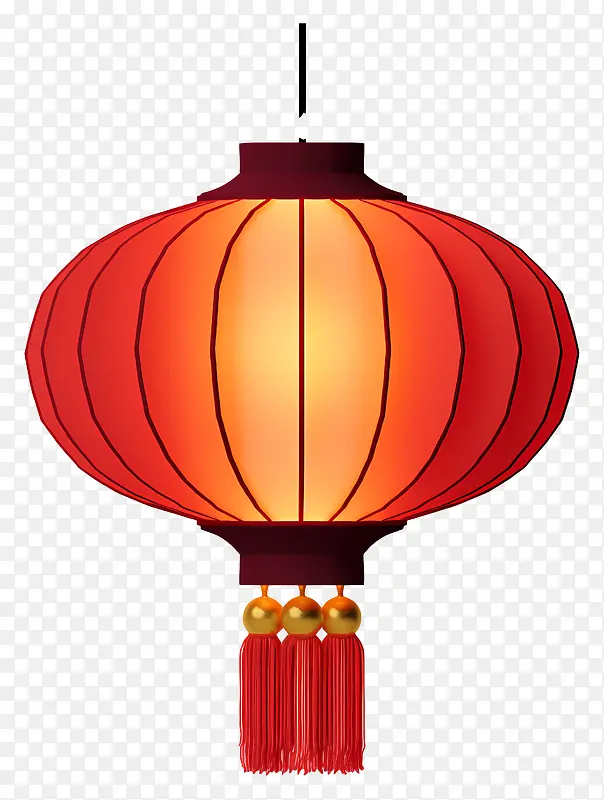 红灯笼-黑色背景上有金色流苏的红灯笼
