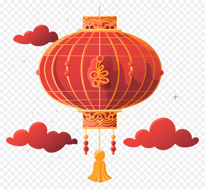 中国灯笼-紫色天空中的中国灯笼,象征着幸运
