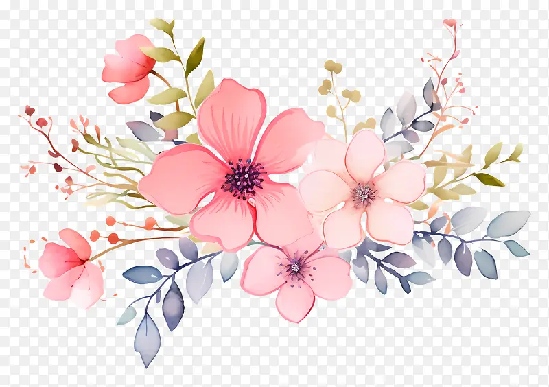 花环-黑色背景上的粉色和蓝色花环