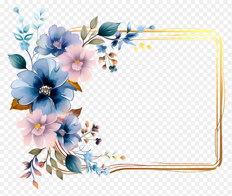 蓝色花框-蓝色花框,黄铜花,金色口音