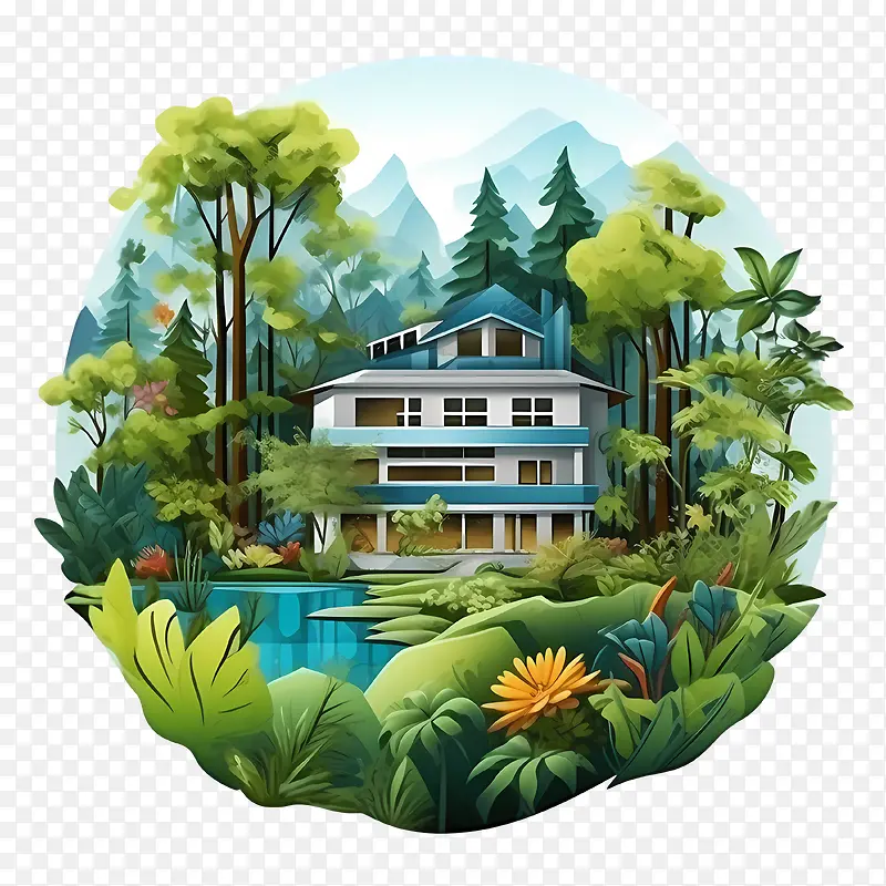 生态屋-生态屋森林树河湖