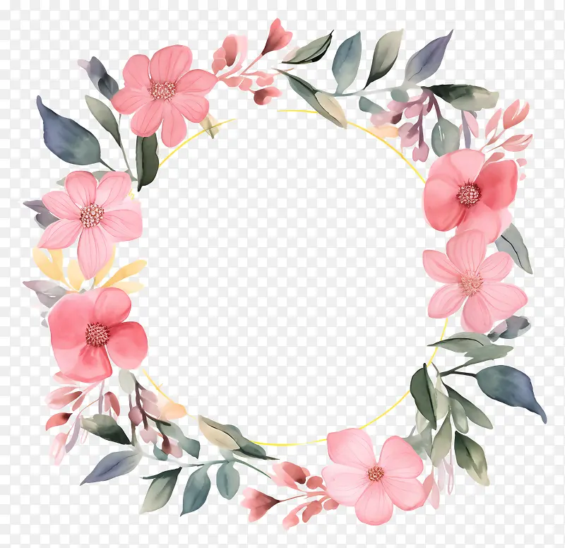 粉红色的花环—黑色背景上的粉红色花环,抽象