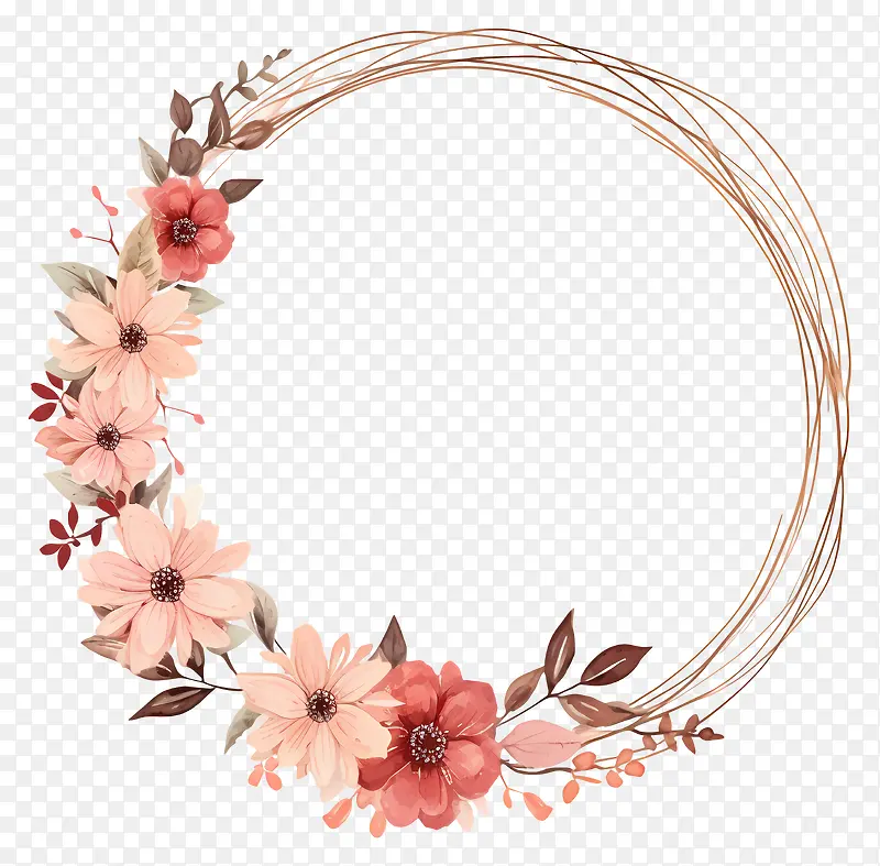 花环—黑色上的橙色,粉色和白色花环