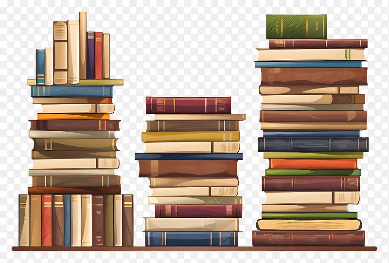 stackofbooks-书籍,展示整齐的一摞各种书籍