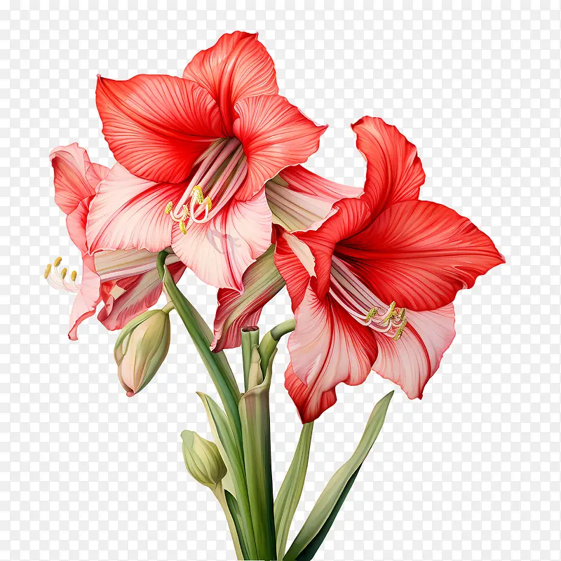 孤挺花-孤挺花花红色的花朵粉红色的花朵程式化华丽