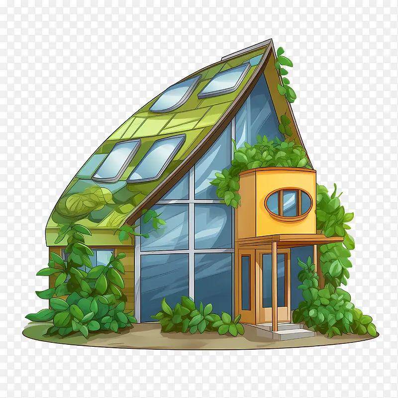 生态屋-生态屋温室生态友好的可持续建筑太阳能电池板