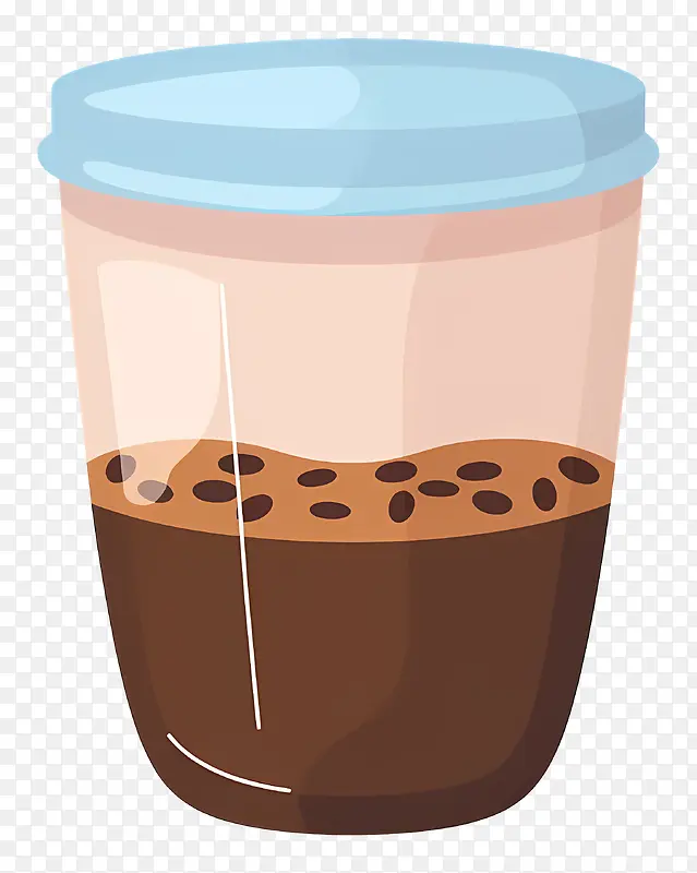 一杯咖啡—咖啡加巧克力片,塑料杯的图像