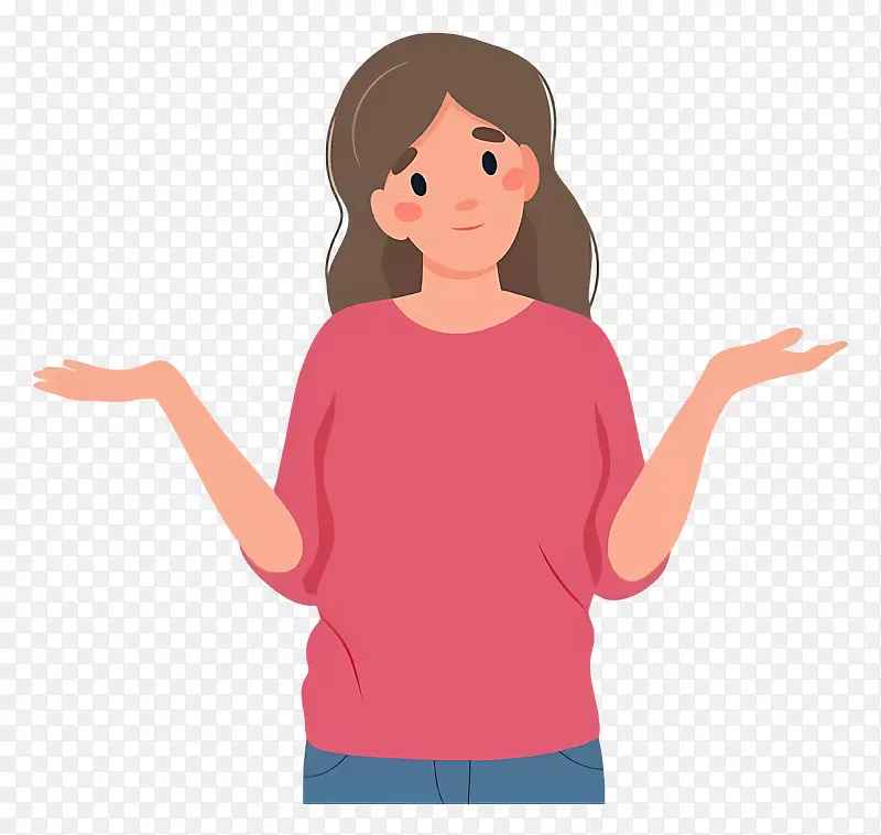 粉红色衬衫-张开空手的女人象征着不确定性