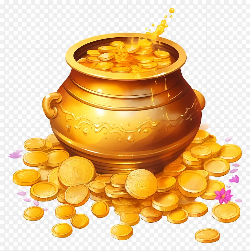 金罐-装满闪亮金币的金罐