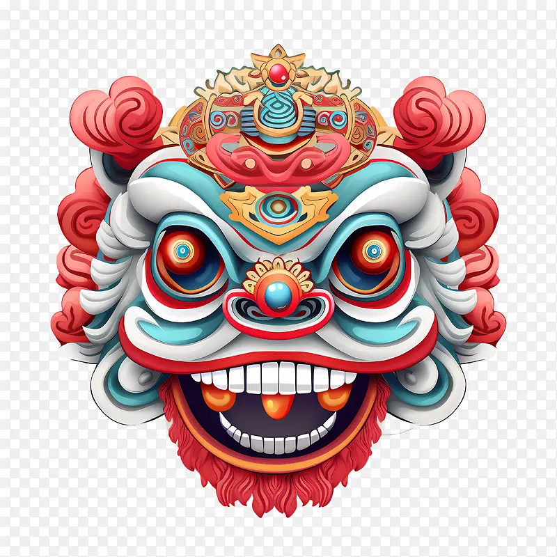 中国舞狮头-中国舞狮头狮头面罩多彩