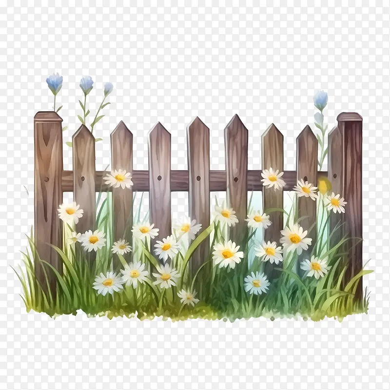 花园木栅栏-花园木栅栏花园木栅栏雏菊绿草