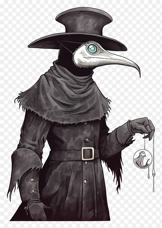 人物-手持金钥匙的深色服装人物插图
