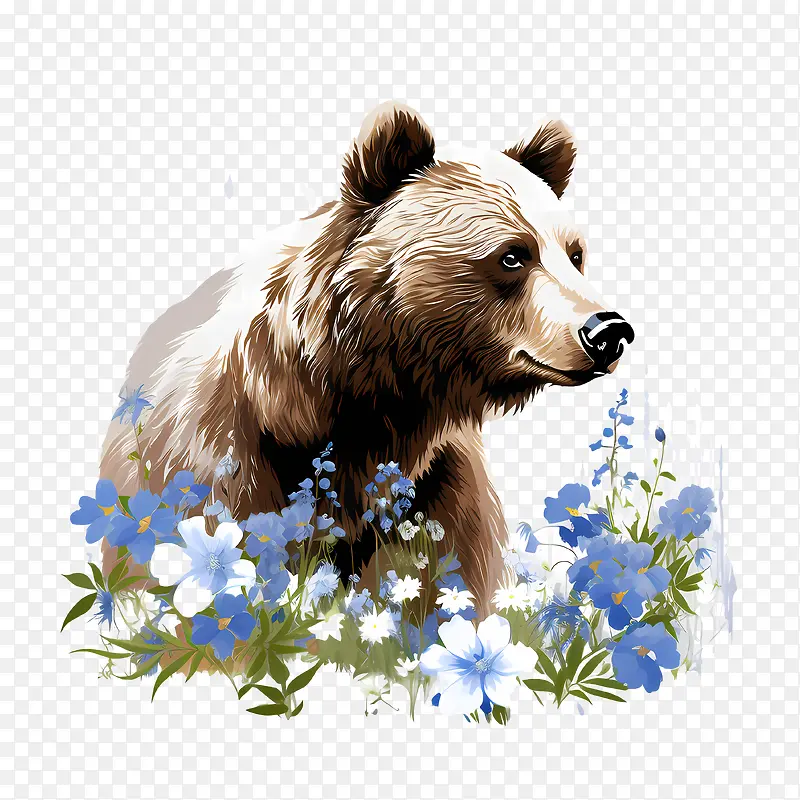 灰熊-灰熊灰熊野生动物荒野植物区系