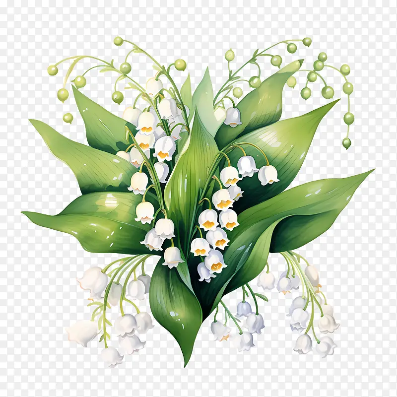 铃兰-铃兰铃兰白色的花朵花束静物