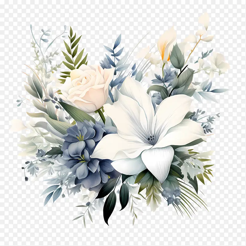 婚礼花艺请柬设计-婚礼花艺请柬设计鲜花白色蓝色绿色