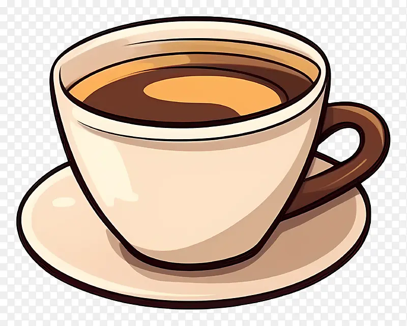 卡通咖啡杯-卡通热咖啡在碟子上与蒸汽