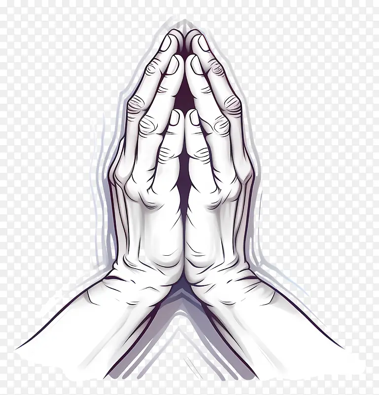 祈祷-双手放在头上祈祷,手指向上
