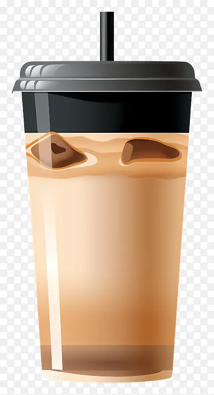 一杯咖啡—带黑盖和吸管的咖啡杯